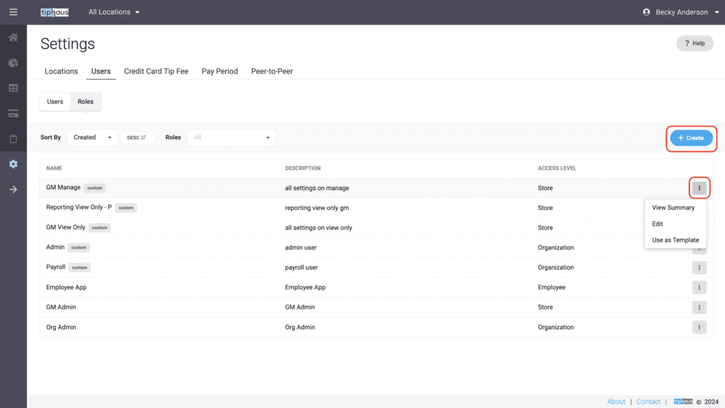 TipHaus Settings Page