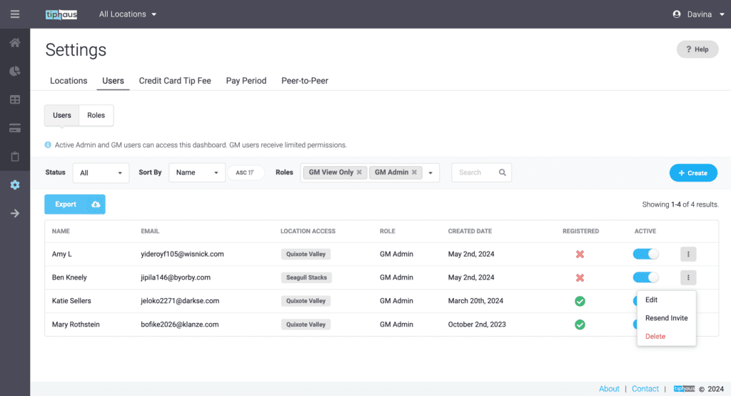 TipHaus Settings Page