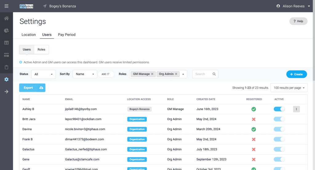 TipHaus Settings Page 