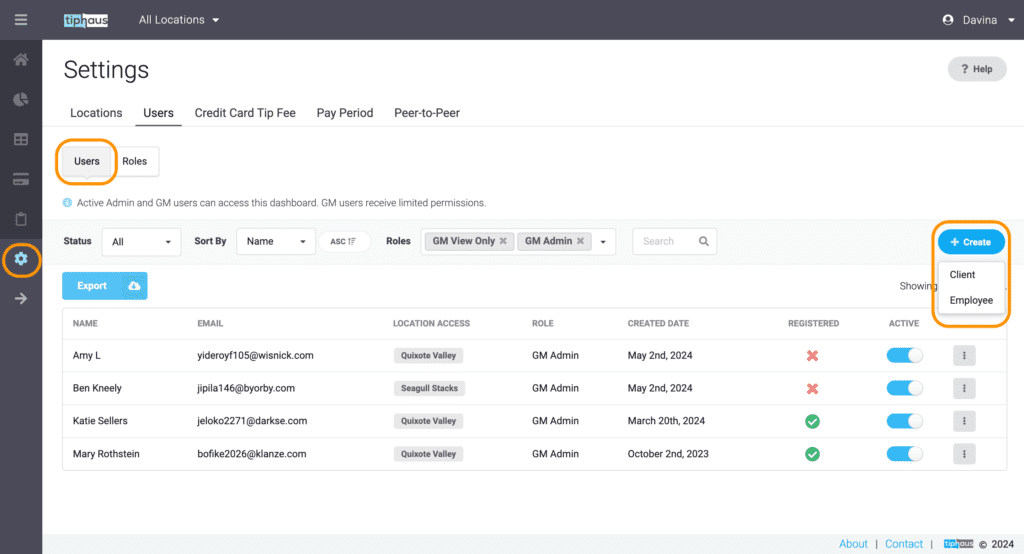 TipHaus Settings Page 